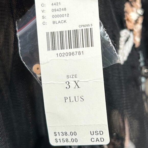 Anthropologie Plus NWT Embellished Black Floral Sheer Mesh Top Size 3X - Picture 12 of 15